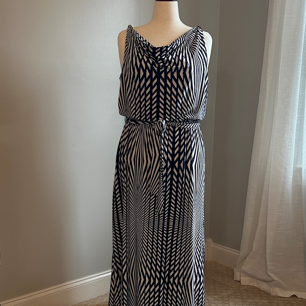 Mlle Gabrielle Black and White Patterned Maxi Dress